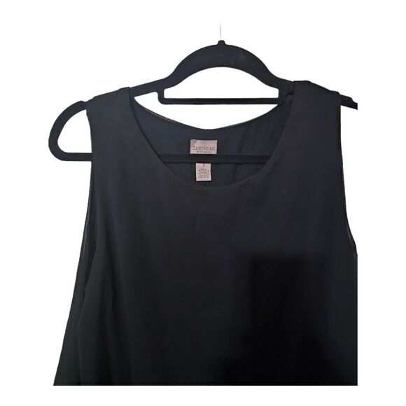 CHICO'S EASY WEAR Black Sleeveless Sheer Panel‎ Top - Size 1 - Picture 3 of 8